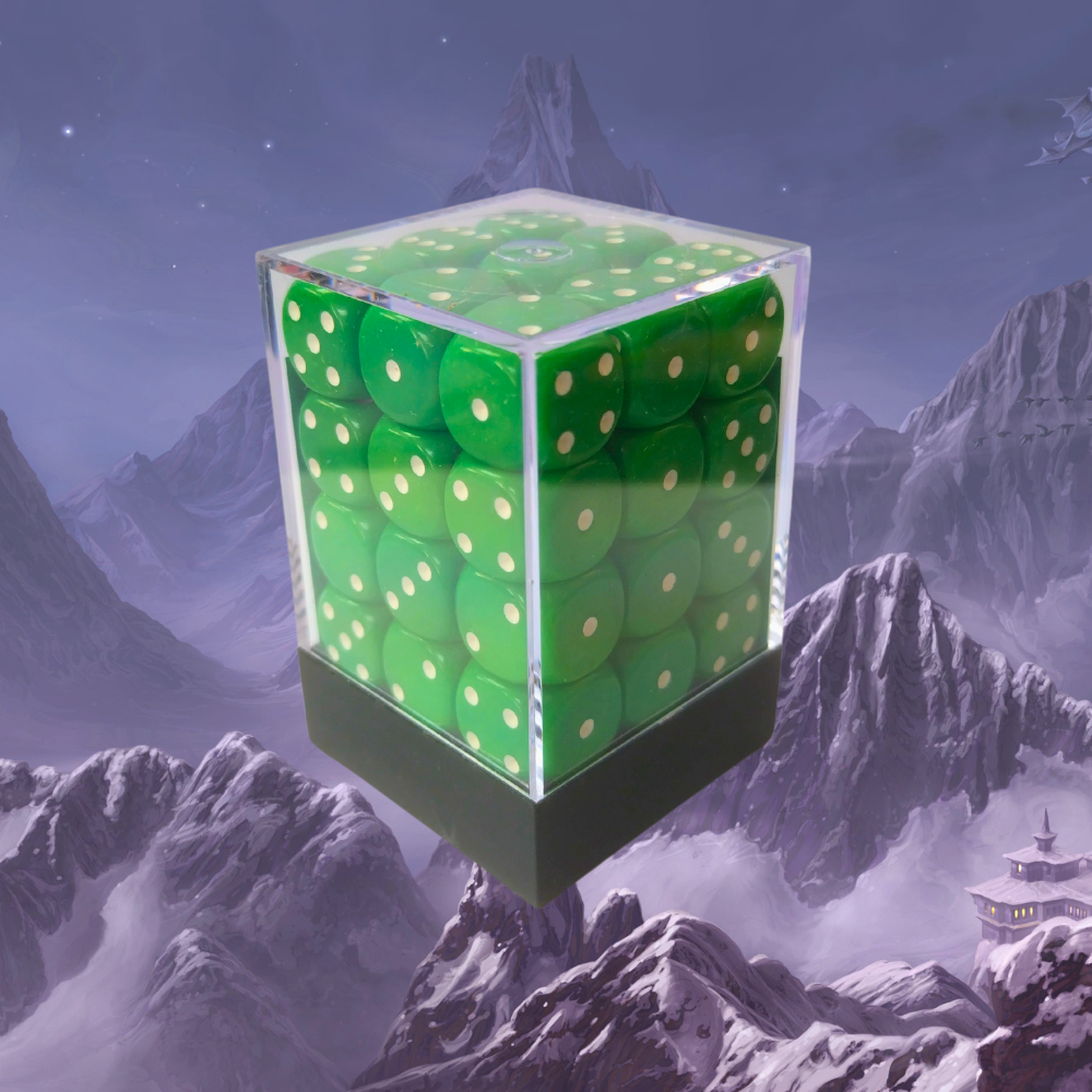 Chessex Opaque 12mm D6 Dice Block (Green/White)