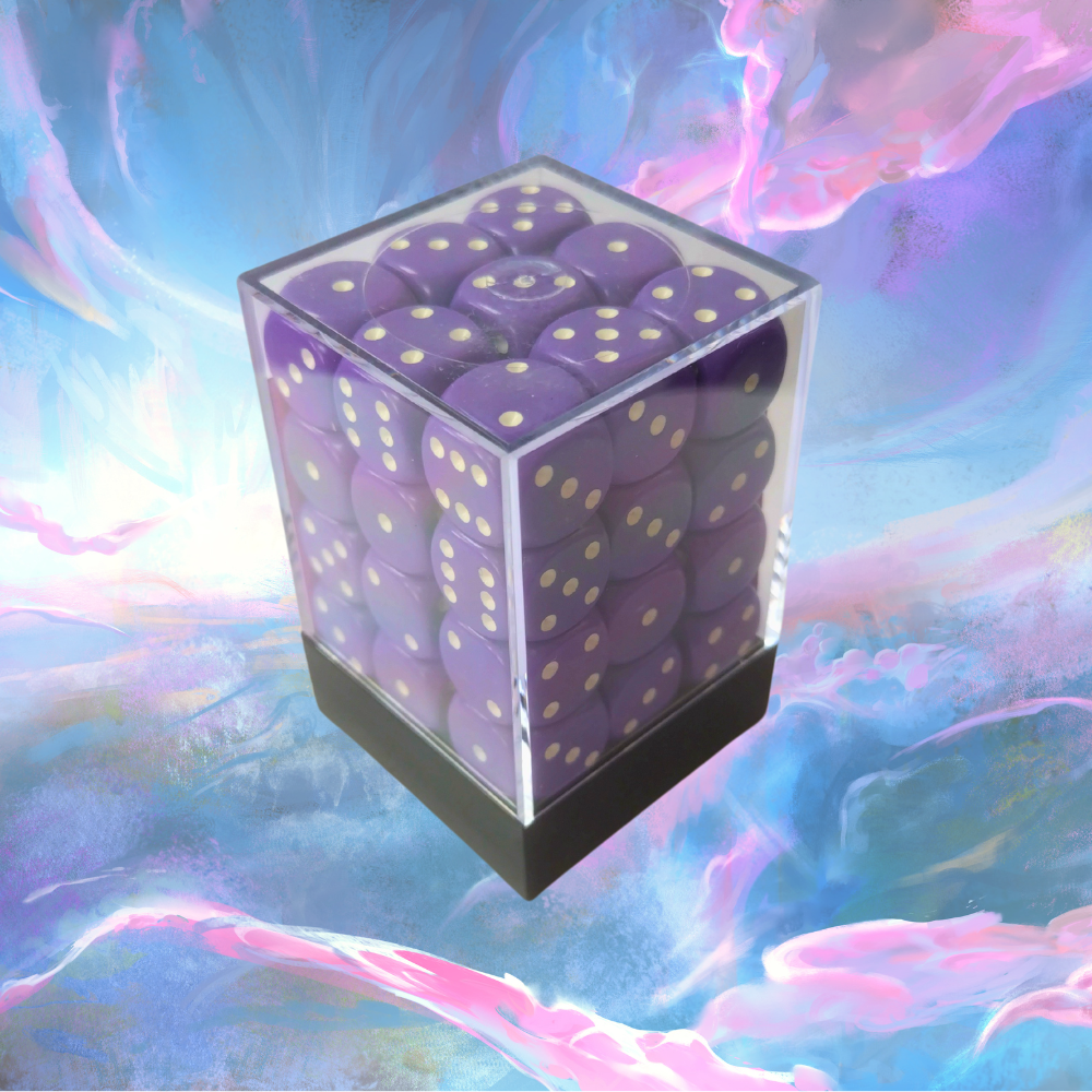 Chessex Opaque 12mm D6 Dice Block (Purple/White)