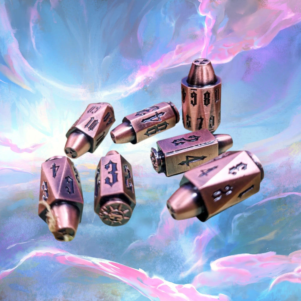 Copper Bullet Metal Dice Set