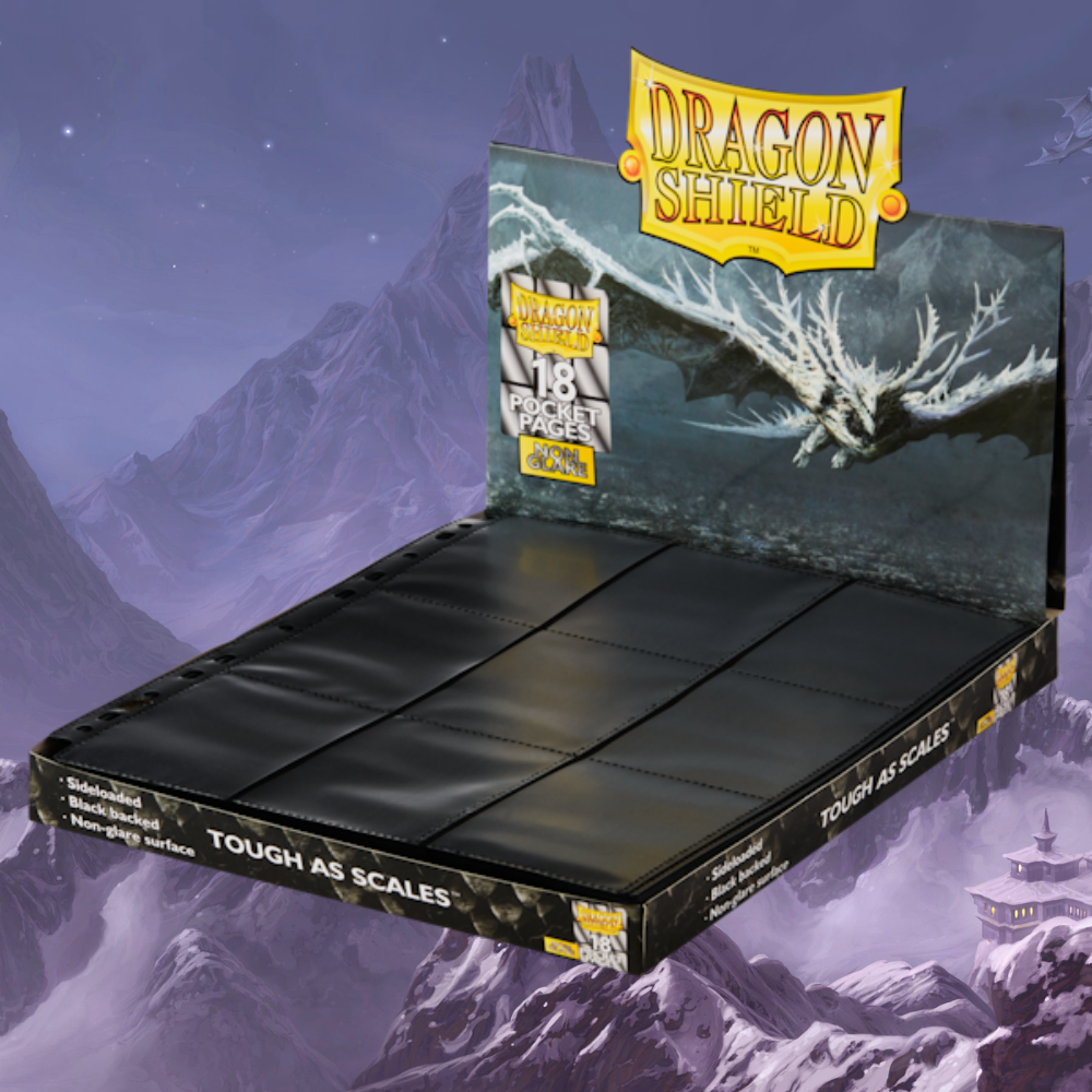 Dragon Shield 18-Pocket Sideloading Pages - Box of 50 (Non-Glare | Black)