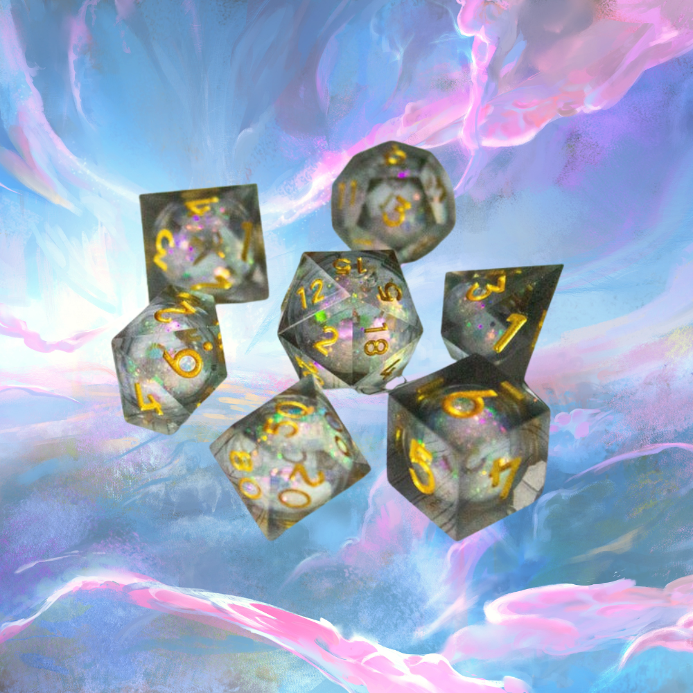 Liquid Core Black Shimmer Dice Set