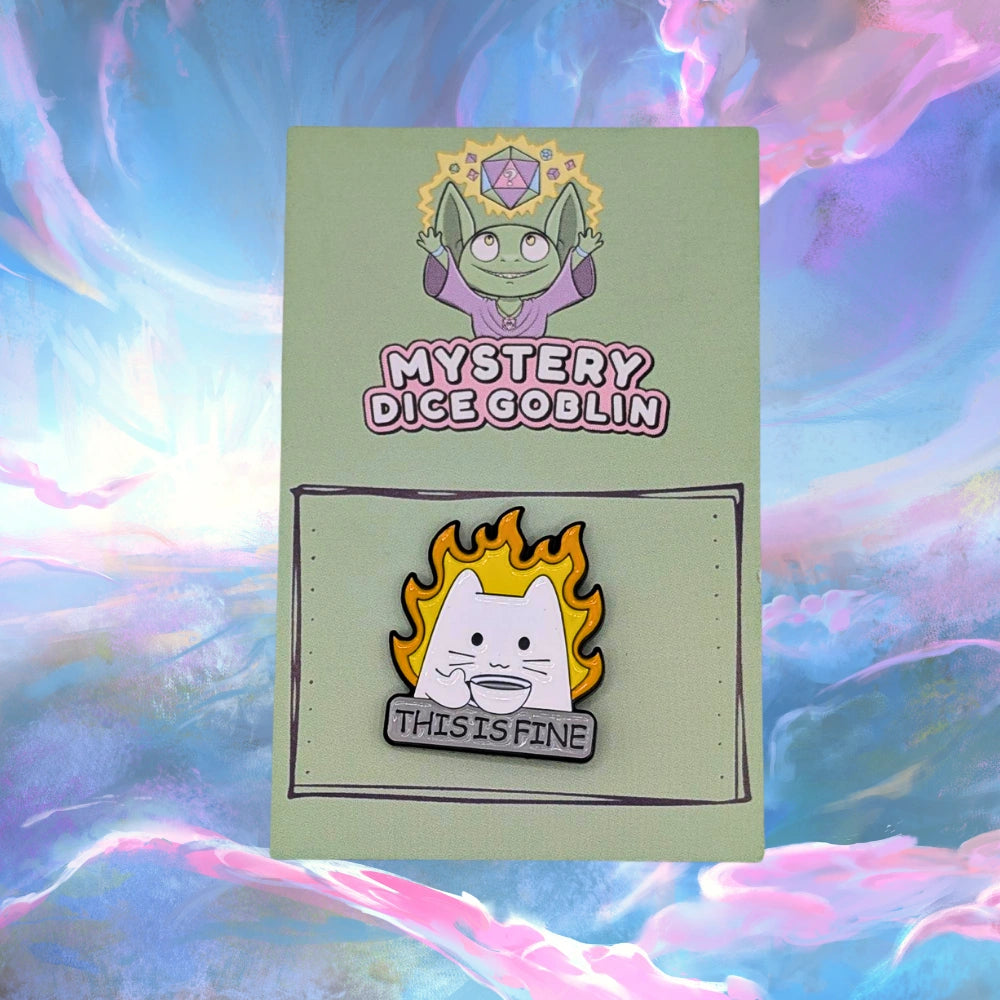 This Is Fine Cat Fire Pin
