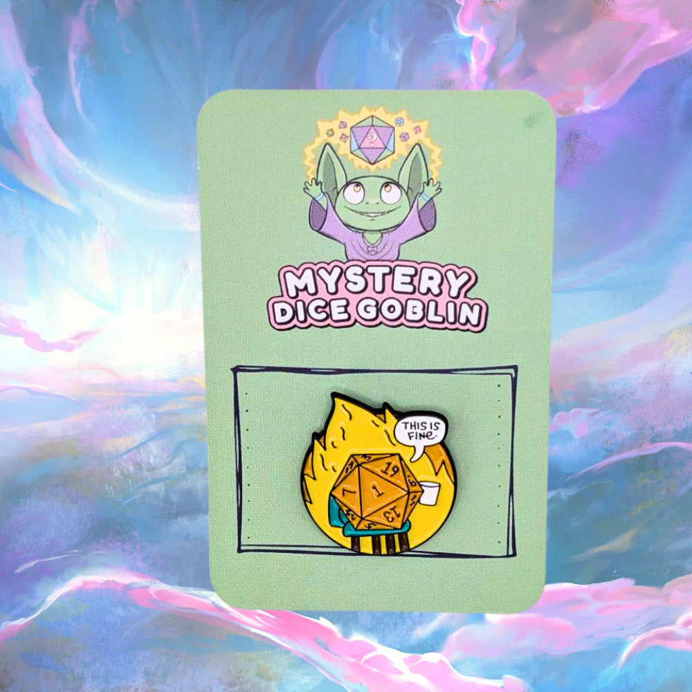 This Is Fine D20 Fire Pin