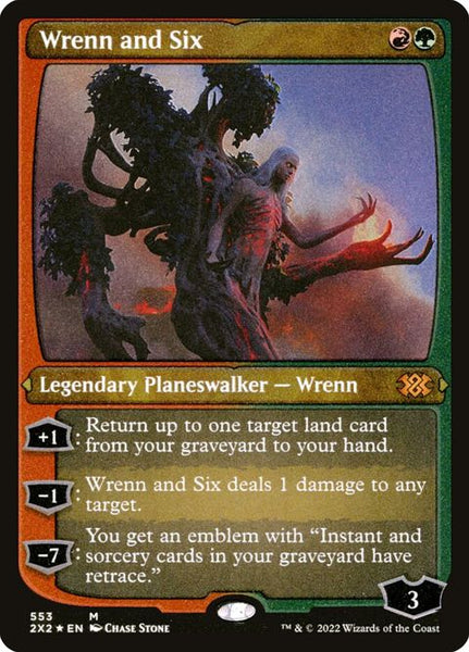 six mtg card (574) Magic The Gathering Double Masters 2022: Extras Single: Wrenn and Six (V.3) Holo Mythic
